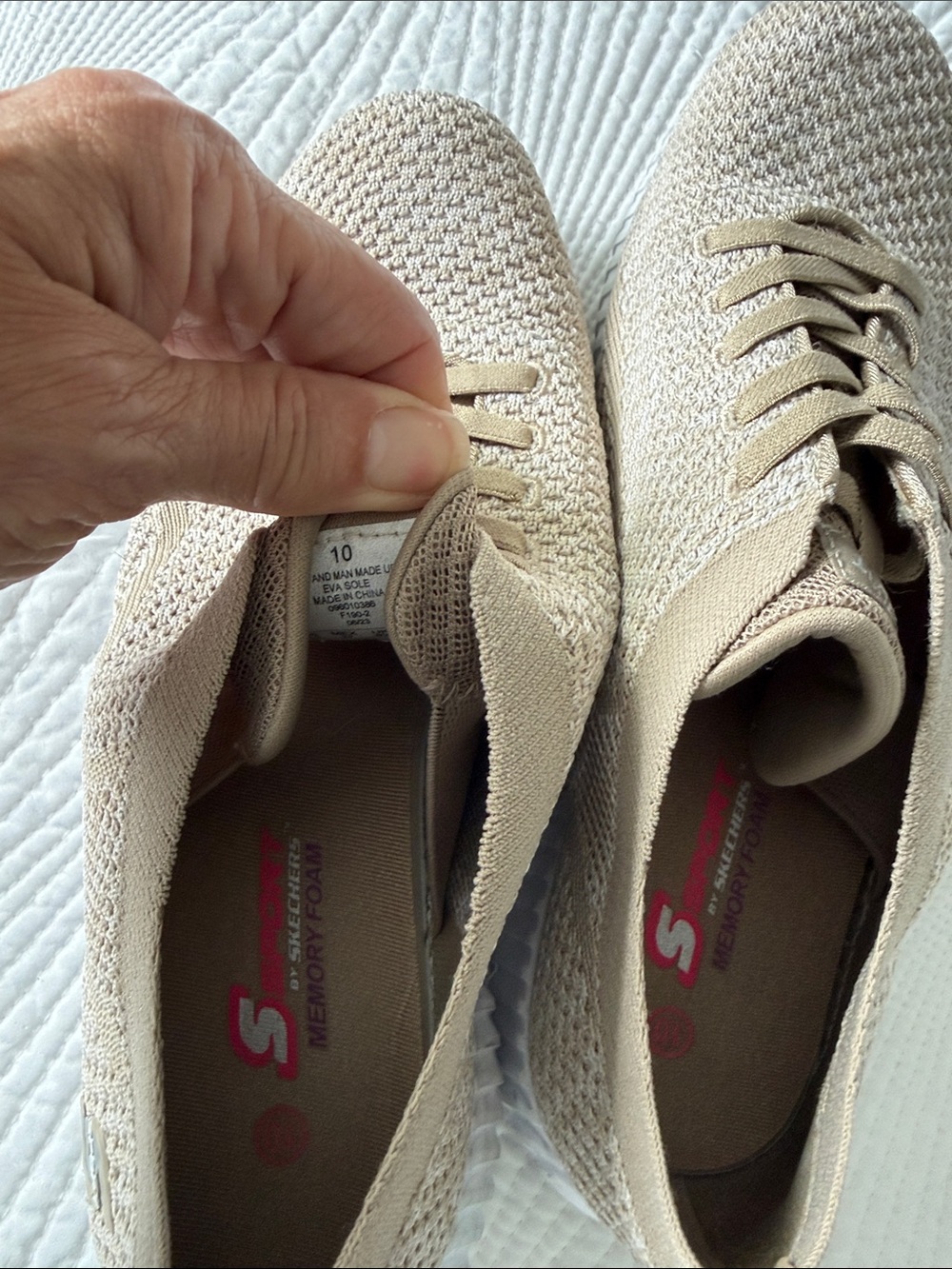 Skechers Women's Beige Knit Slip-On Sneakers - Picture 3 of 7